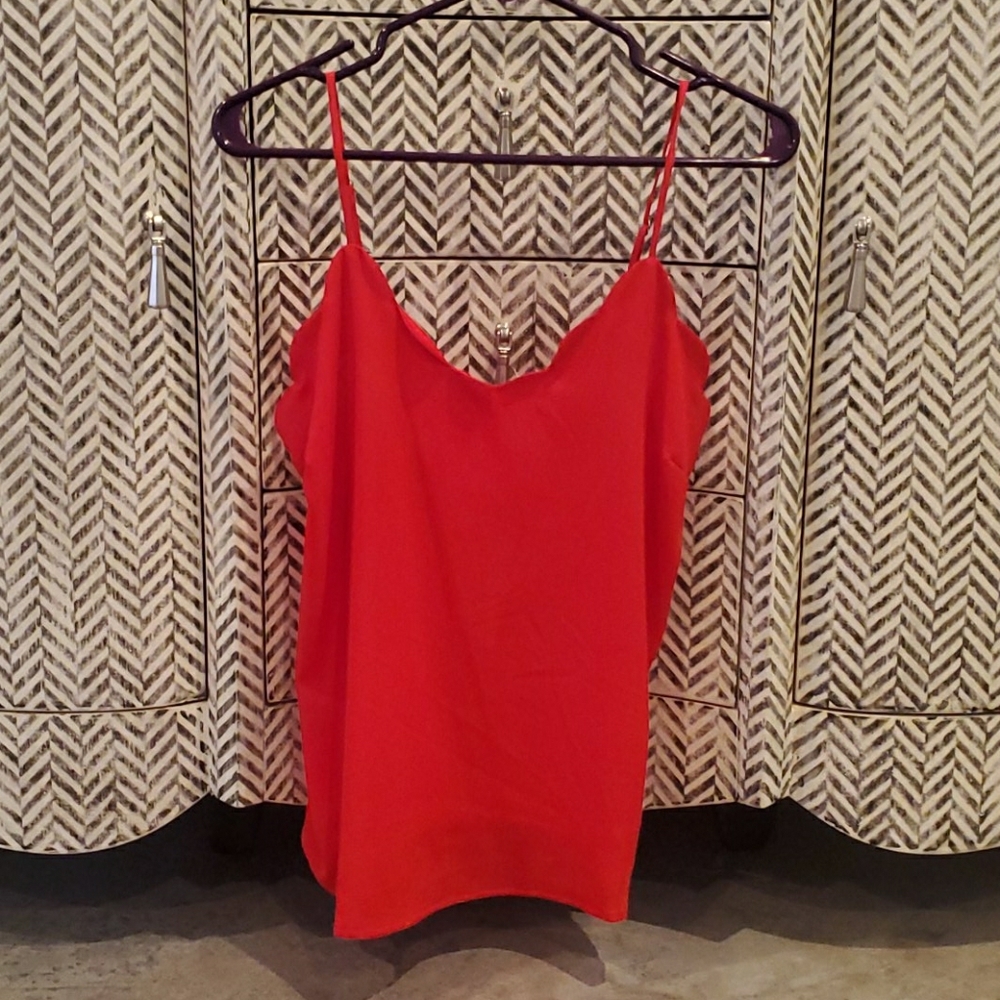 Spaghetti strap red tank